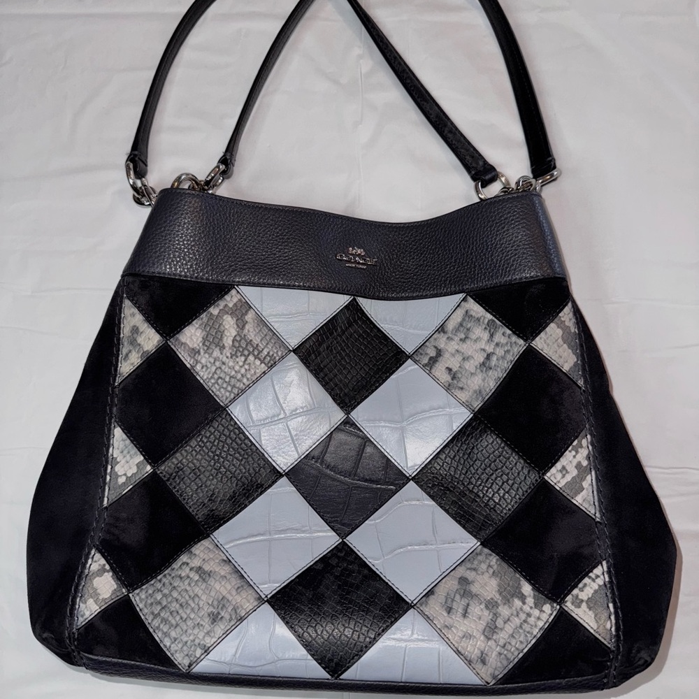 Navy Blue COACH 2018 Patchwork Shoulder Bag